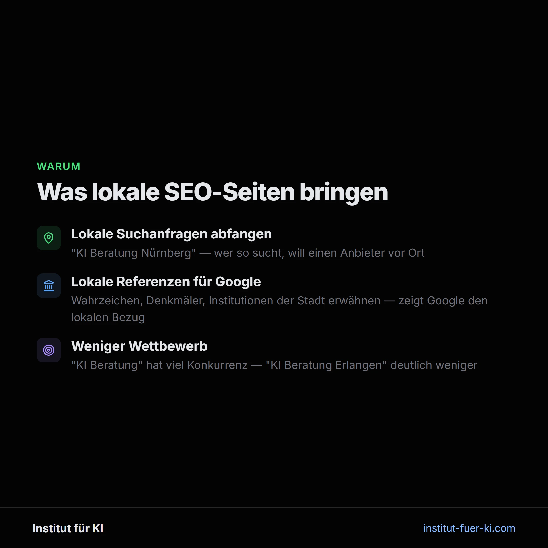 URL-Struktur der lokalen SEO-Seiten: Individuelle Landingpages für Nürnberg, Erlangen, Fürth und Bamberg